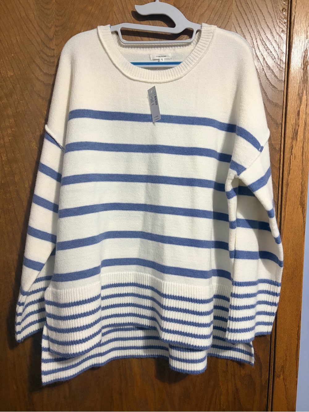 Maurices Large crewneck tunic striped sweater NWT